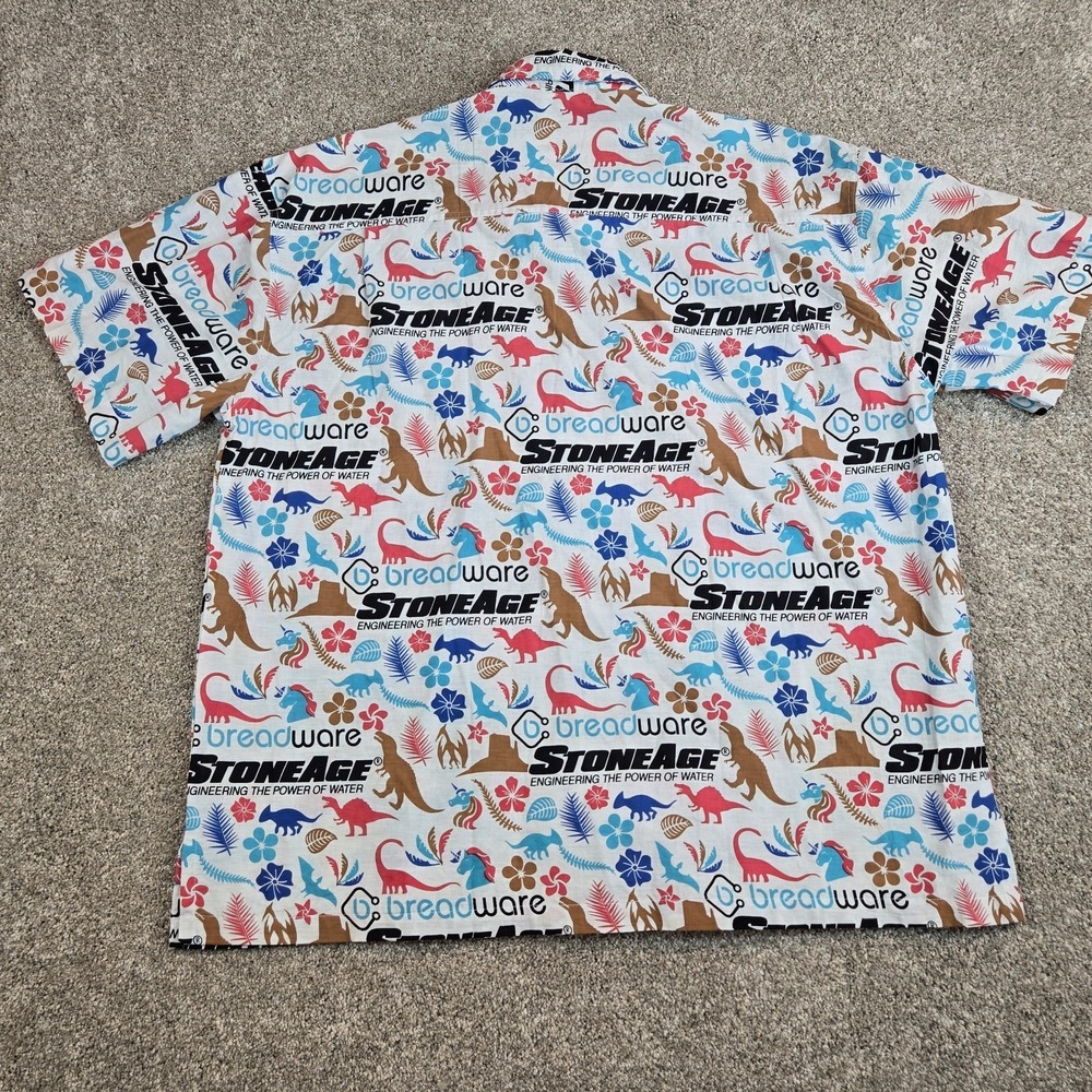 Rum Reggae Mens StoneAge Breadware Button Up Dinosaur Shirt‎ Size 2XL hawaiian - Picture 7 of 9